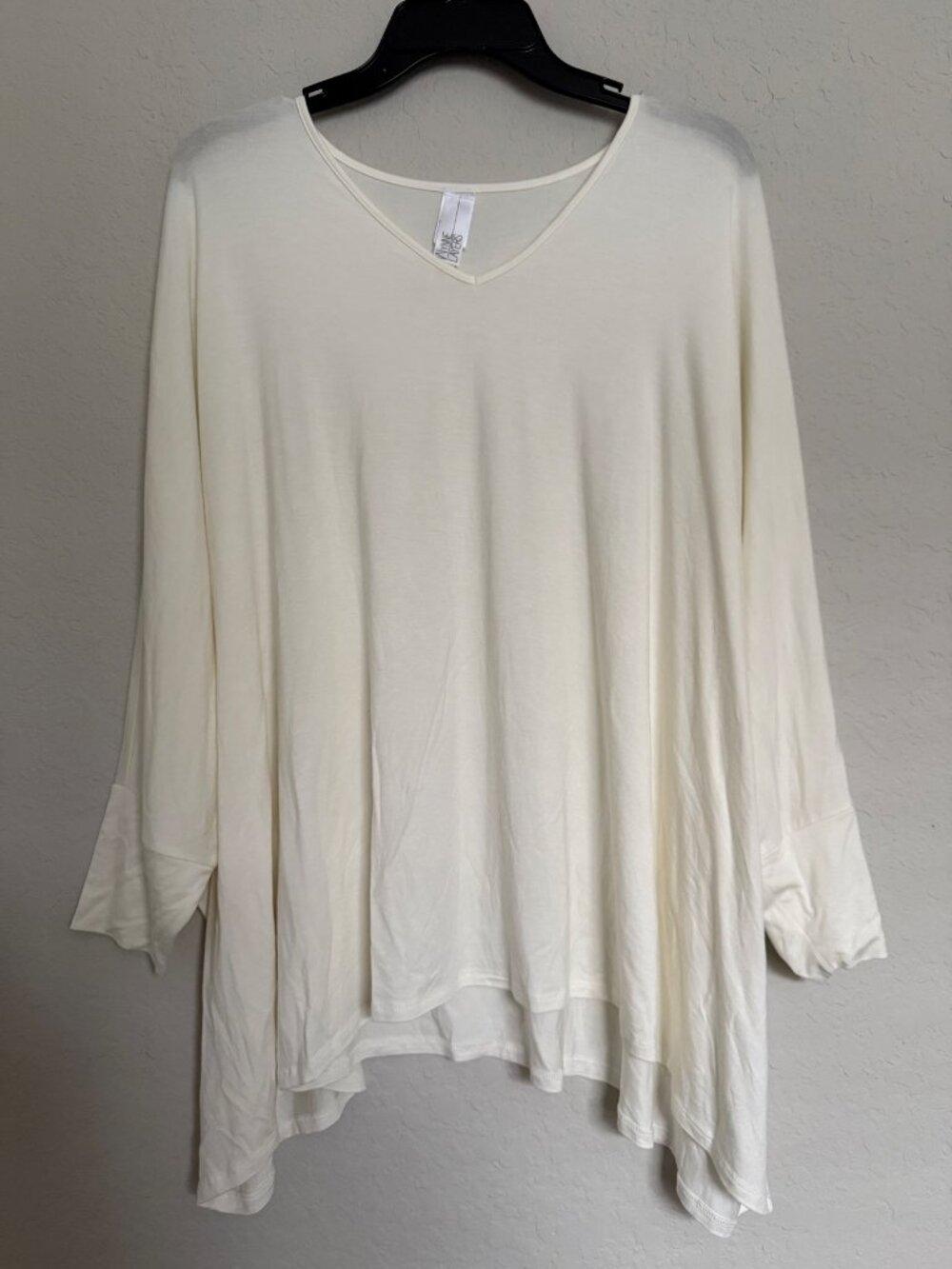 Marla Wynne Layers V Neck Batwing Tunic Tee Relaxed XL Lagenlook Minimalist